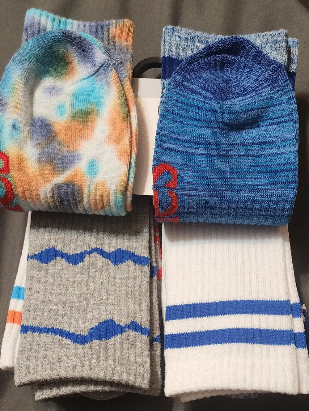 Hanes Men's Crew Socks - Blue, Orange & Gray Assorted (6 Pack)